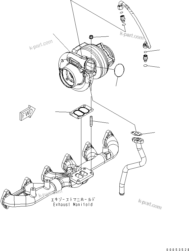 Komatsu parts book diagram for SAA6D114E-3B-WT S/N 26850001-UP: TURBOCHARGER(#26850005-)