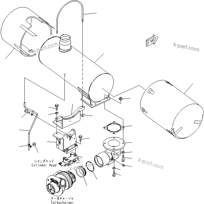 Komatsu parts book diagram for SAA6D114E-3B-WT S/N 26850001-UP: MUFFLER(#26850005-)