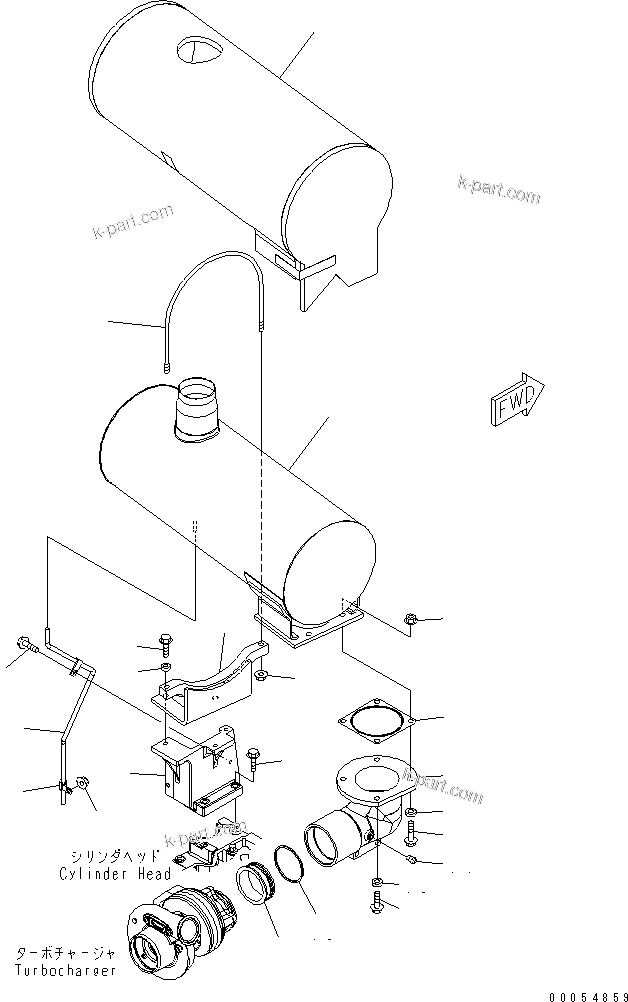 Komatsu parts book diagram for SAA6D114E-3B-WT S/N 26850001-UP: MUFFLER (LANDFILL SPEC.)(#26850928-)