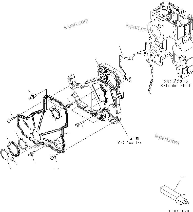 Komatsu parts book diagram for SAA6D114E-3B-WT S/N 26850001-UP: FRONT COVER(#26850005-)