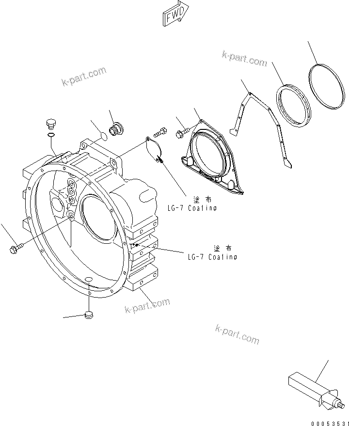Komatsu parts book diagram for SAA6D114E-3B-WT S/N 26850001-UP: FLYWHEEL HOUSING(#26850005-)