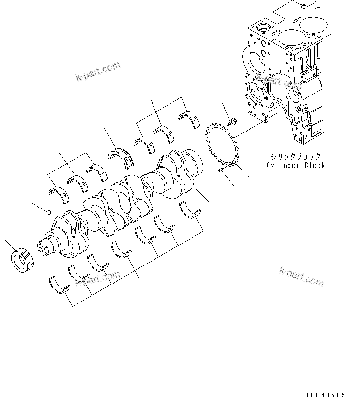 Komatsu parts book diagram for SAA6D114E-3B-WT S/N 26850001-UP: CRANKSHAFT