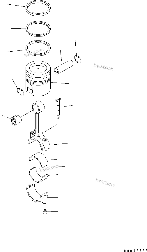 Komatsu parts book diagram for SAA6D114E-3B-WT S/N 26850001-UP: PISTON(#26850001-26856820)