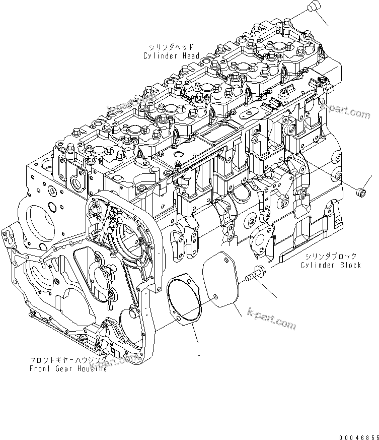 Komatsu parts book diagram for SAA6D114E-3B-WT S/N 26850001-UP: FRONT GEAR TRAIN COVER