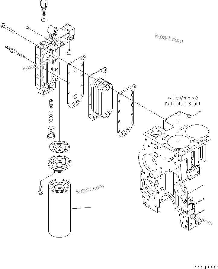 Komatsu parts book diagram for SAA6D114E-3B-WT S/N 26850001-UP: OIL FILTER(#26850005-)