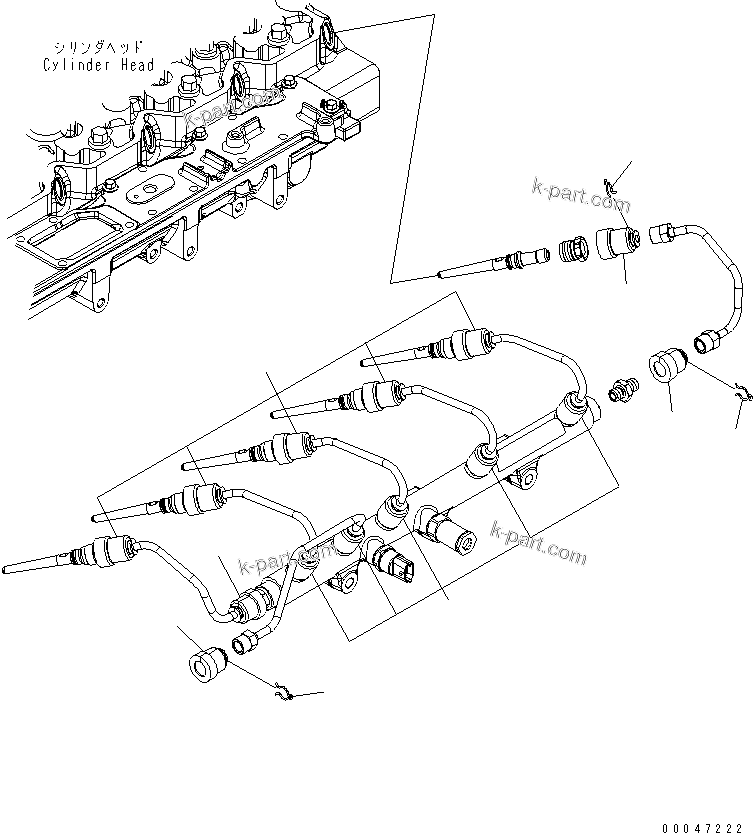 Komatsu parts book diagram for SAA6D114E-3B-WT S/N 26850001-UP: INJECTION TUBE COVER