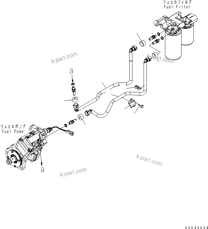 Komatsu parts book diagram for SAA6D114E-3B-WT S/N 26850001-UP: FUEL FILTER PIPING
