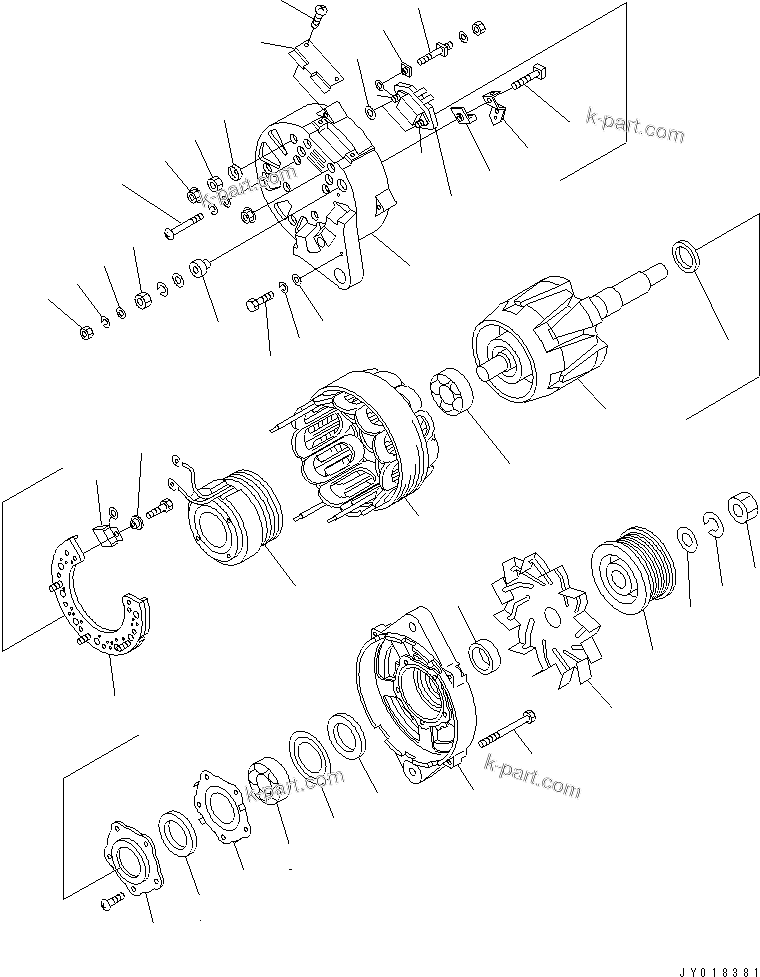 Komatsu parts book diagram for SAA6D114E-3B-WT S/N 26850001-UP: ALTERNATOR (90A) (INNER PARTS)(#26864045-)