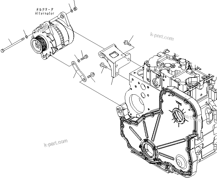 Komatsu parts book diagram for SAA6D114E-3B-WT S/N 26850001-UP: ALTERNATOR MOUNTING (FOR 60A ALTERNATOR)