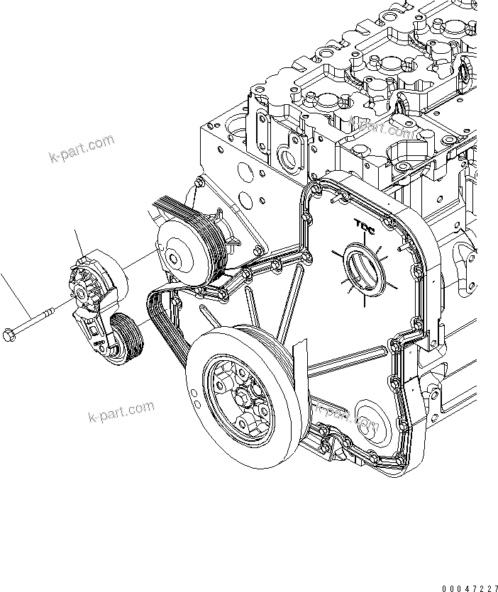 Komatsu parts book diagram for SAA6D114E-3B-WT S/N 26850001-UP: BELT TENSIONER