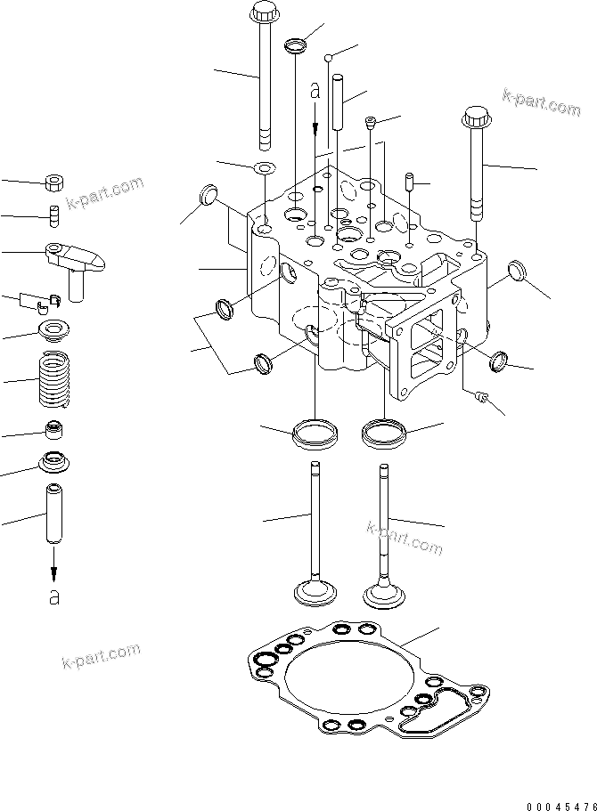Komatsu parts book diagram for SAA6D125E-5E-01 S/N 560001-UP: CYLINDER HEAD
