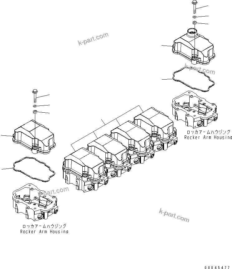 Komatsu parts book diagram for SAA6D125E-5E-01 S/N 560001-UP: ROCKER ARM HOUSING COVER(#565940-)
