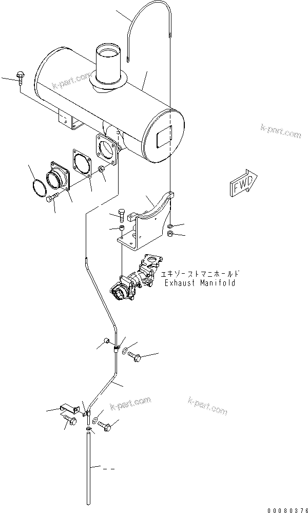 Komatsu parts book diagram for SAA6D125E-5E-01 S/N 560001-UP: MUFFLER (CLIMBING SPEED UP)(#565561-)