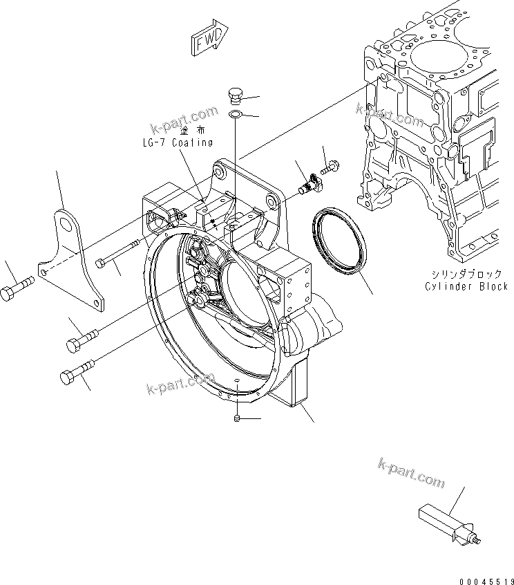 Komatsu parts book diagram for SAA6D125E-5E-01 S/N 560001-UP: FLYWHEEL HOUSING(#560347-)