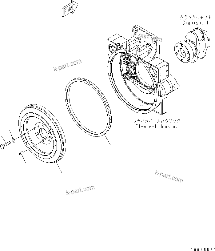 Komatsu parts book diagram for SAA6D125E-5E-01 S/N 560001-UP: FLYWHEEL(#560347-)