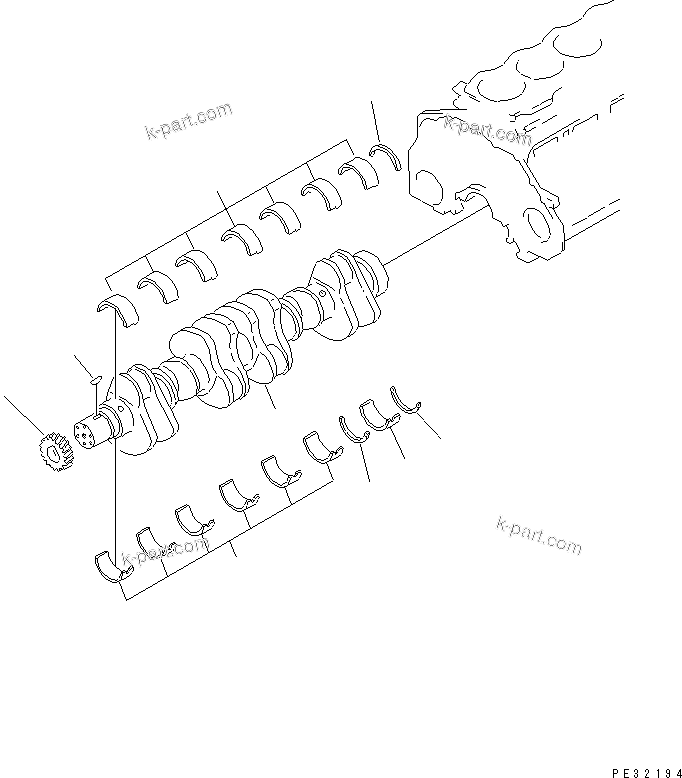 Komatsu parts book diagram for SAA6D125E-5E-01 S/N 560001-UP: CRANKSHAFT