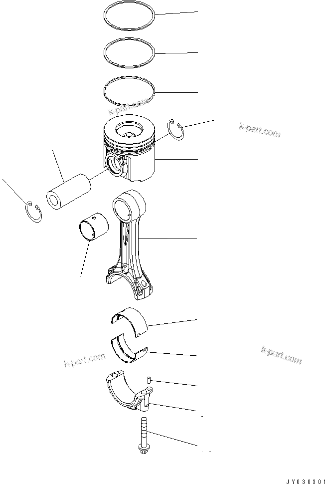 Komatsu parts book diagram for SAA6D125E-5E-01 S/N 560001-UP: PISTON AND CONNECTING ROD