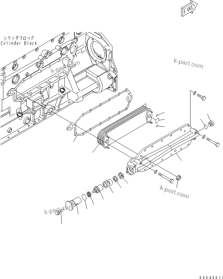 Komatsu parts book diagram for SAA6D125E-5E-01 S/N 560001-UP: OIL COOLER