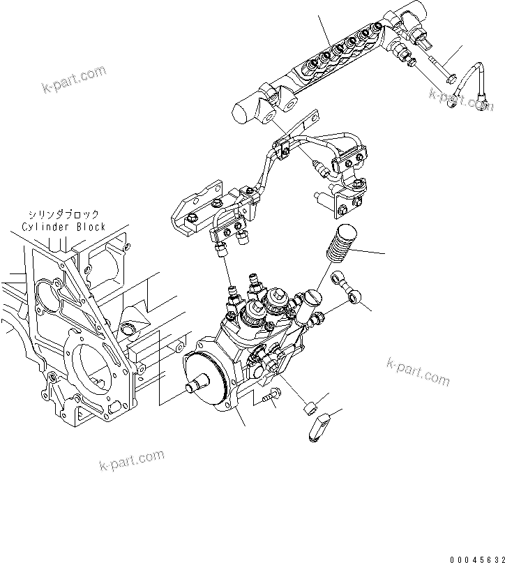 Komatsu parts book diagram for SAA6D125E-5E-01 S/N 560001-UP: FUEL SUPPLY PUMP AND COMMON RAIL