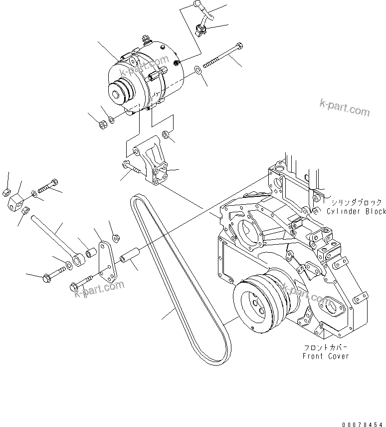 Komatsu parts book diagram for SAA6D125E-5E-01 S/N 560001-UP: ALTERNATOR AND MOUNTING (75A) (HARDENING PULLEY)(#563187-)