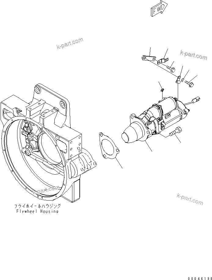 Komatsu parts book diagram for SAA6D125E-5E-01 S/N 560001-UP: STARTING MOTOR MOUNTING (7.5KW)