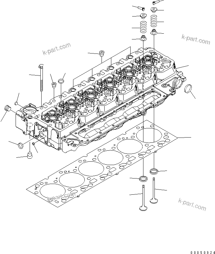 Komatsu parts book diagram for SAA6D107E-1G-W S/N 26500006-UP: CYLINDER HEAD