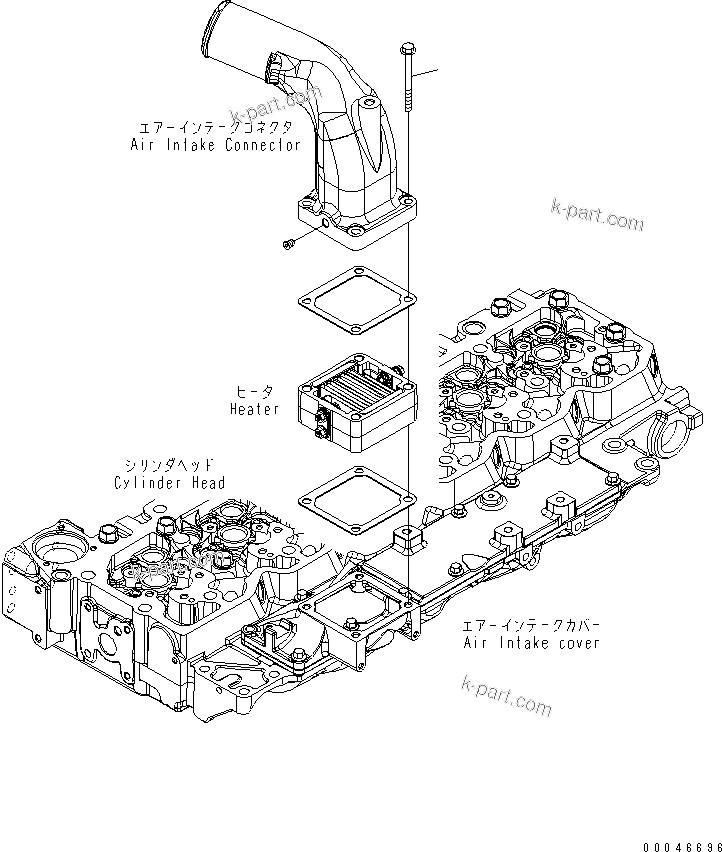 Komatsu parts book diagram for SAA6D107E-1G-W S/N 26500006-UP: AIR INTAKE CONNECTOR MOUNTING
