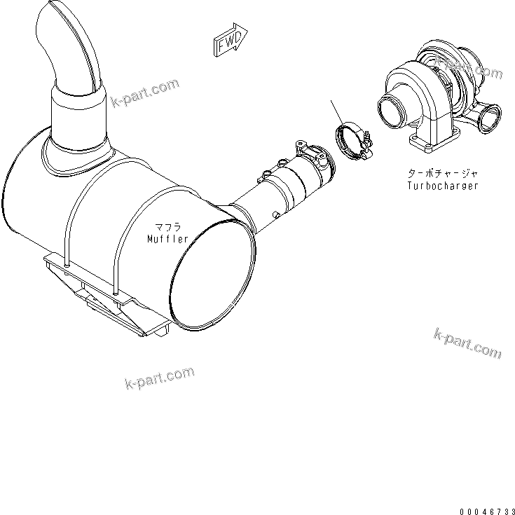 Komatsu parts book diagram for SAA6D107E-1G-W S/N 26500006-UP: EXHAUST CONNECTOR CLAMP