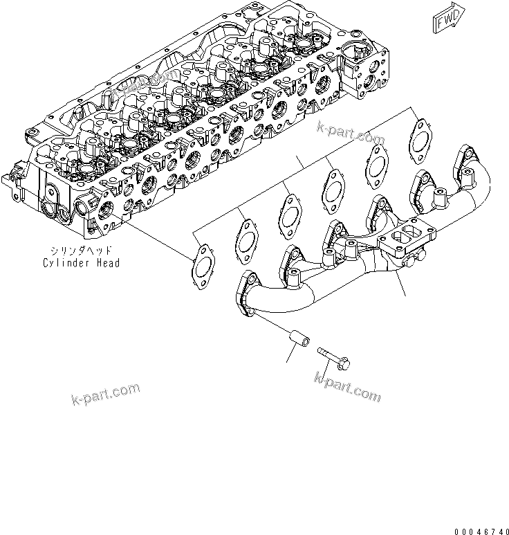 Komatsu parts book diagram for SAA6D107E-1G-W S/N 26500006-UP: EXHAUST MANIFOLD