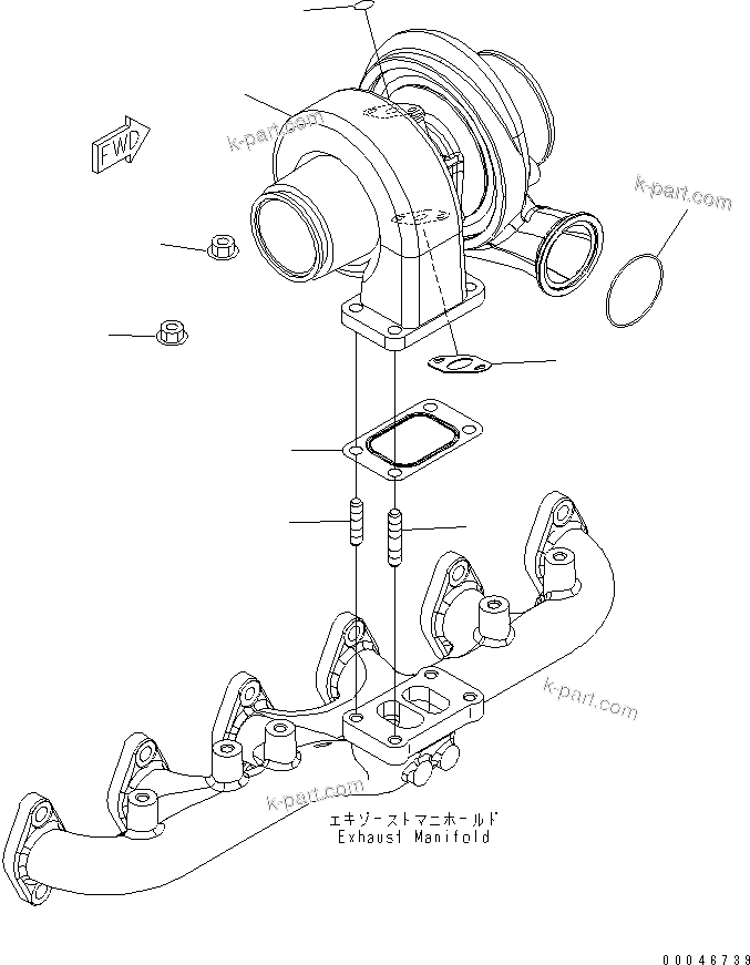 Komatsu parts book diagram for SAA6D107E-1G-W S/N 26500006-UP: TURBOCHARGER