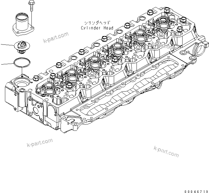 Komatsu parts book diagram for SAA6D107E-1G-W S/N 26500006-UP: THERMOSTAT