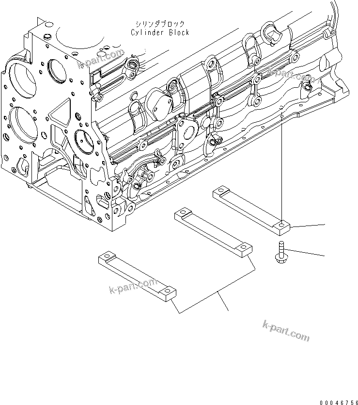 Komatsu parts book diagram for SAA6D107E-1G-W S/N 26500006-UP: CYLINDER BLOCK PLATE(#26500006-26502683)