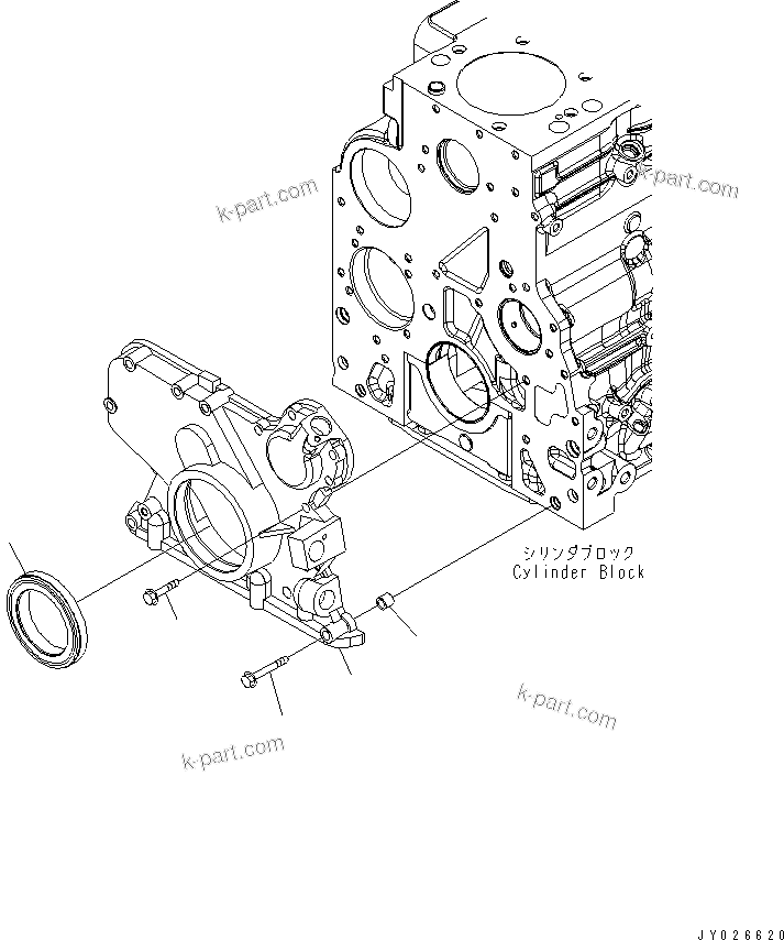 Komatsu parts book diagram for SAA6D107E-1G-W S/N 26500006-UP: FRONT GEAR COVER