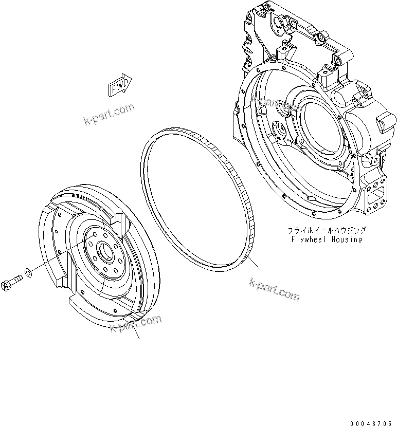 Komatsu parts book diagram for SAA6D107E-1G-W S/N 26500006-UP: FLYWHEEL