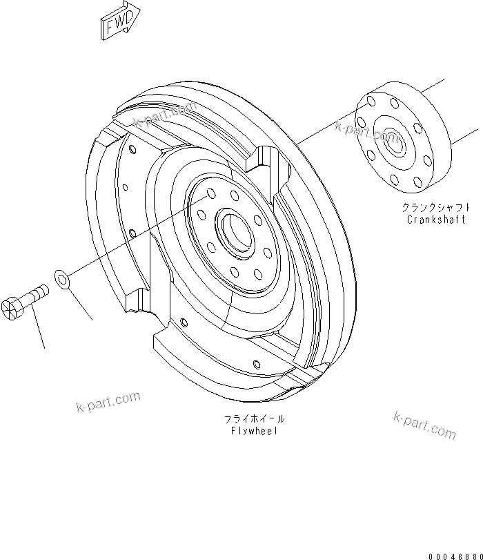 Komatsu parts book diagram for SAA6D107E-1G-W S/N 26500006-UP: FLYWHEEL MOUNTING