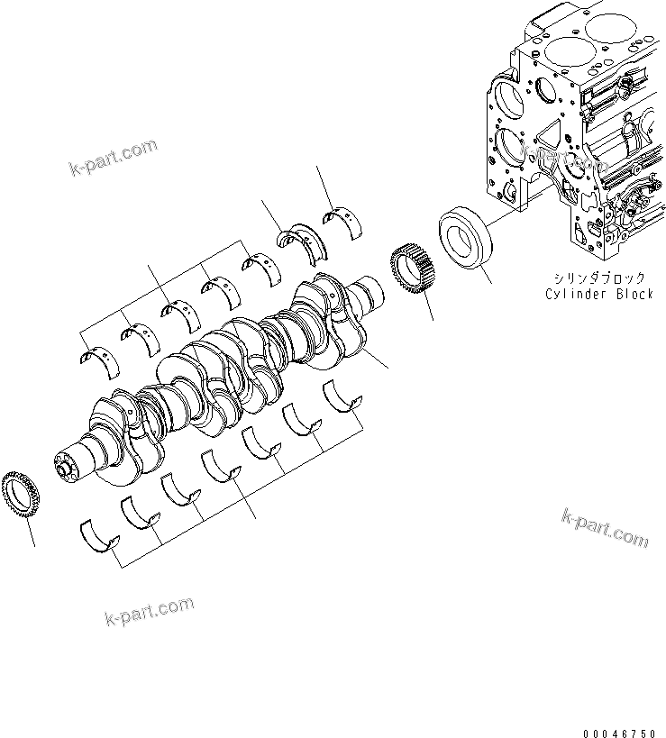 Komatsu parts book diagram for SAA6D107E-1G-W S/N 26500006-UP: CRANKSHAFT