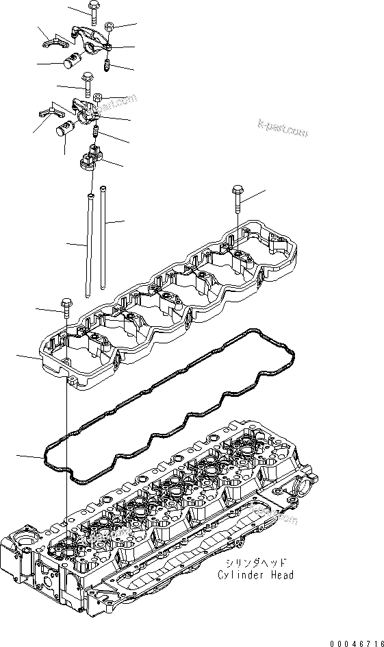 Komatsu parts book diagram for SAA6D107E-1G-W S/N 26500006-UP: ROCKER ARM(#26500006-26506236)