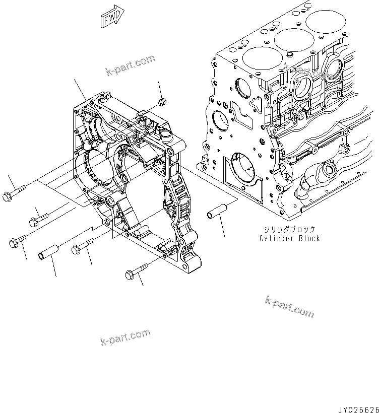 Komatsu parts book diagram for SAA6D107E-1G-W S/N 26500006-UP: REAR GEAR HOUSING
