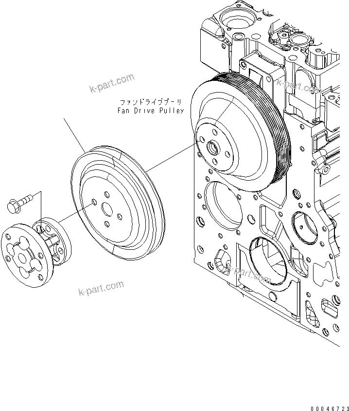 Komatsu parts book diagram for SAA6D107E-1G-W S/N 26500006-UP: ACCESSORY DRIVE PULLEY(#26500978-)