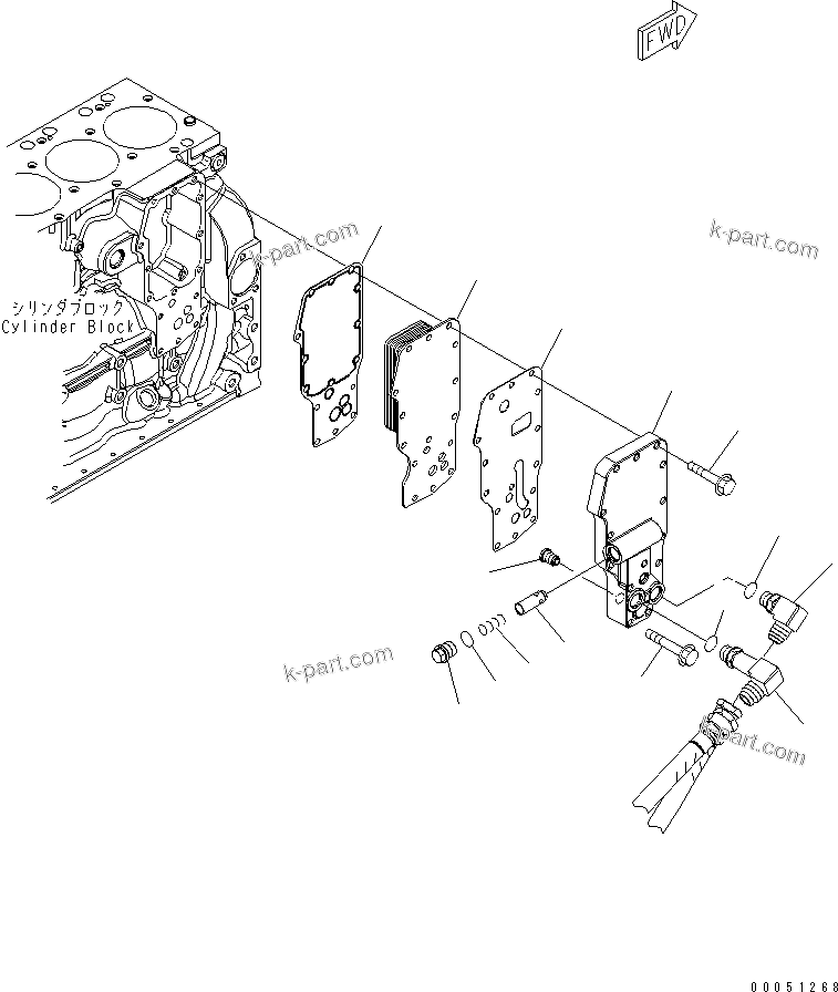 Komatsu parts book diagram for SAA6D107E-1G-W S/N 26500006-UP: OIL COOLER