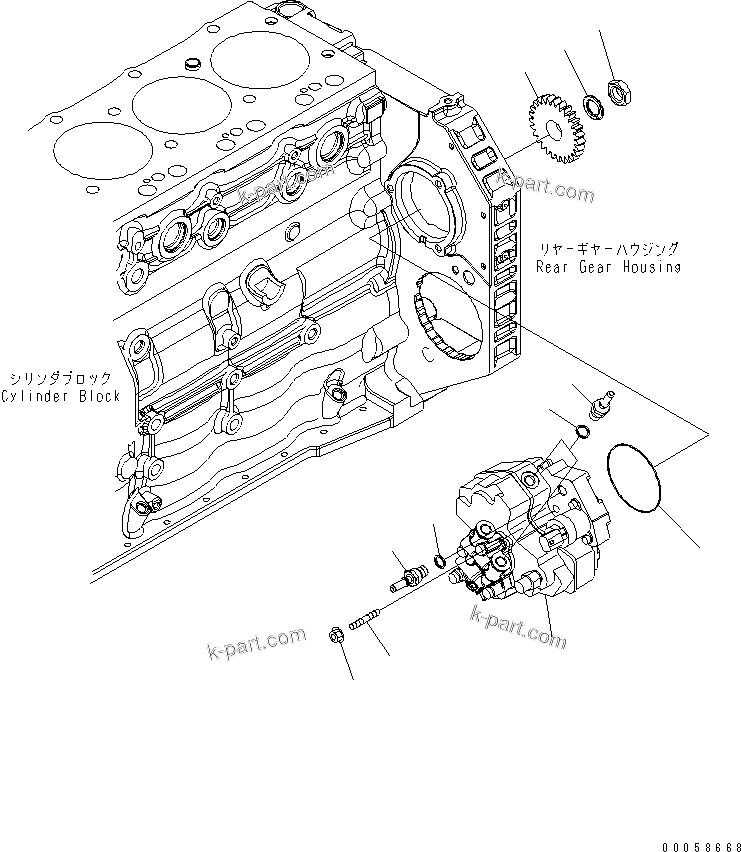 Komatsu parts book diagram for SAA6D107E-1G-W S/N 26500006-UP: FUEL INJECTION PUMP