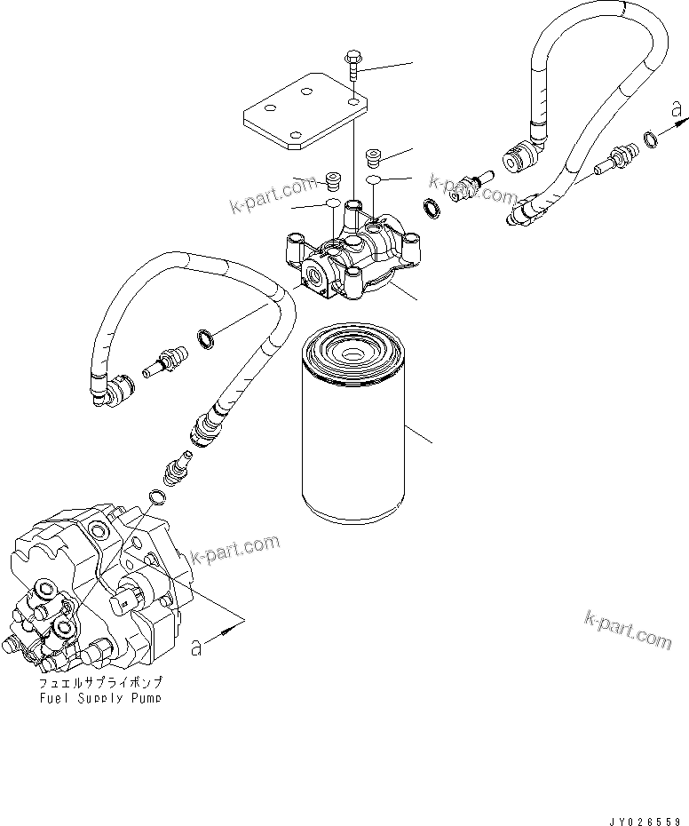 Komatsu parts book diagram for SAA6D107E-1G-W S/N 26500006-UP: FUEL FILTER(#26542464-)