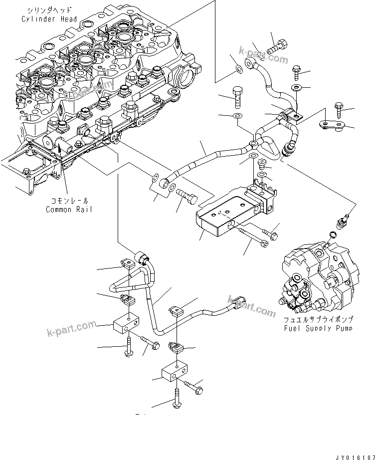 Komatsu parts book diagram for SAA6D107E-1G-W S/N 26500006-UP: FUEL PIPING