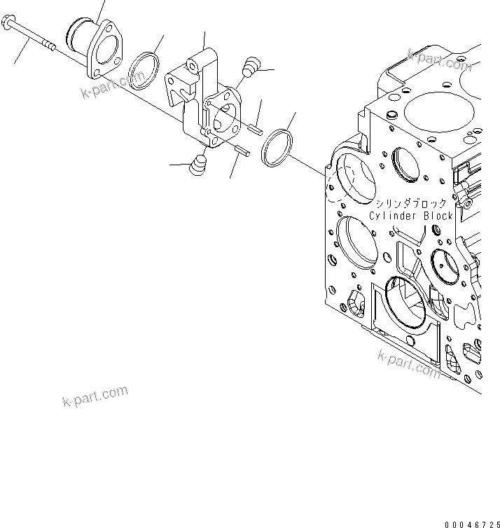 Komatsu parts book diagram for SAA6D107E-1G-W S/N 26500006-UP: WATER INLET CONNECTOR