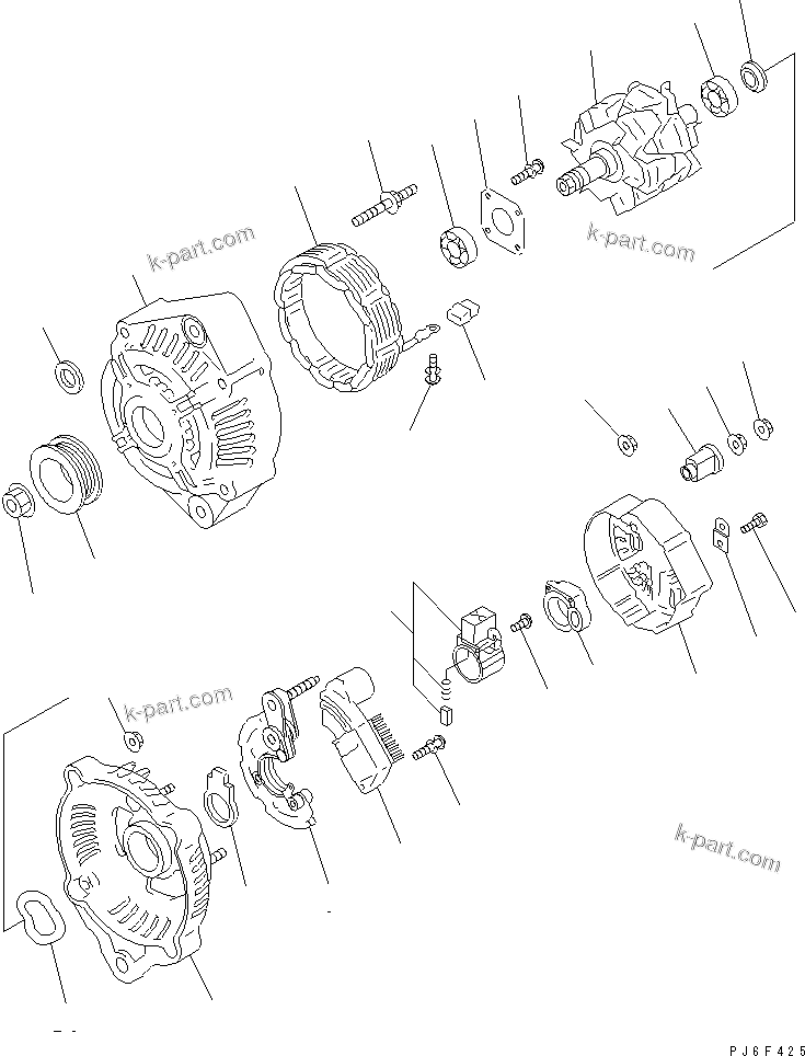 Komatsu parts book diagram for SAA6D107E-1G-W S/N 26500006-UP: ALTERNATOR (60A) (INNER PARTS)