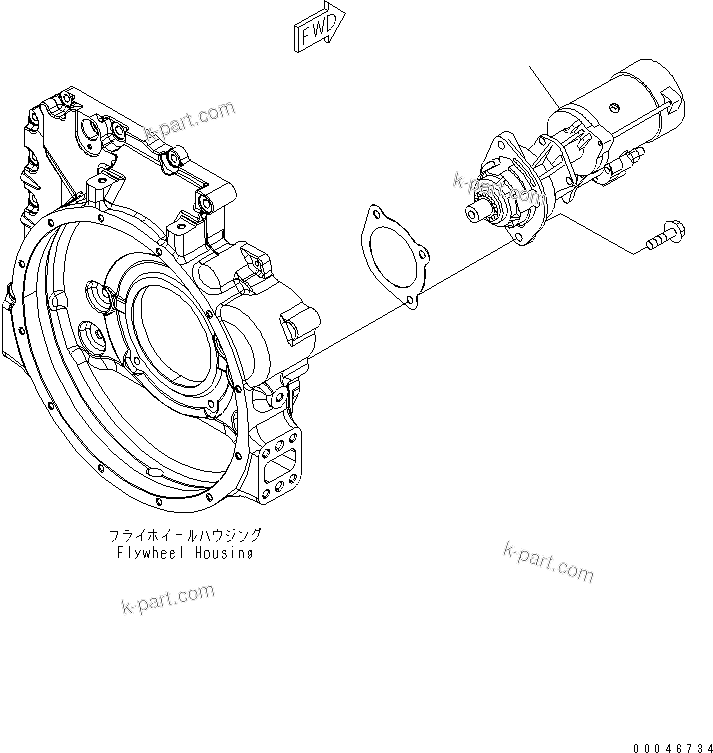 Komatsu parts book diagram for SAA6D107E-1G-W S/N 26500006-UP: STARTING MOTOR (4.5KW)