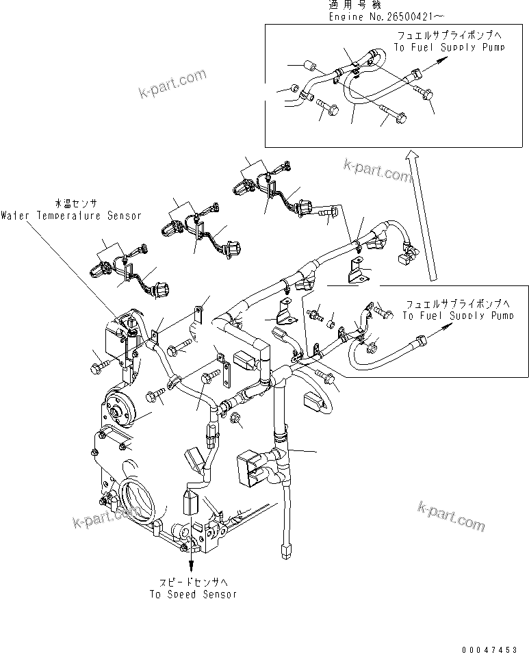 Komatsu parts book diagram for SAA6D107E-1G-W S/N 26500006-UP: WIRING HARNESS