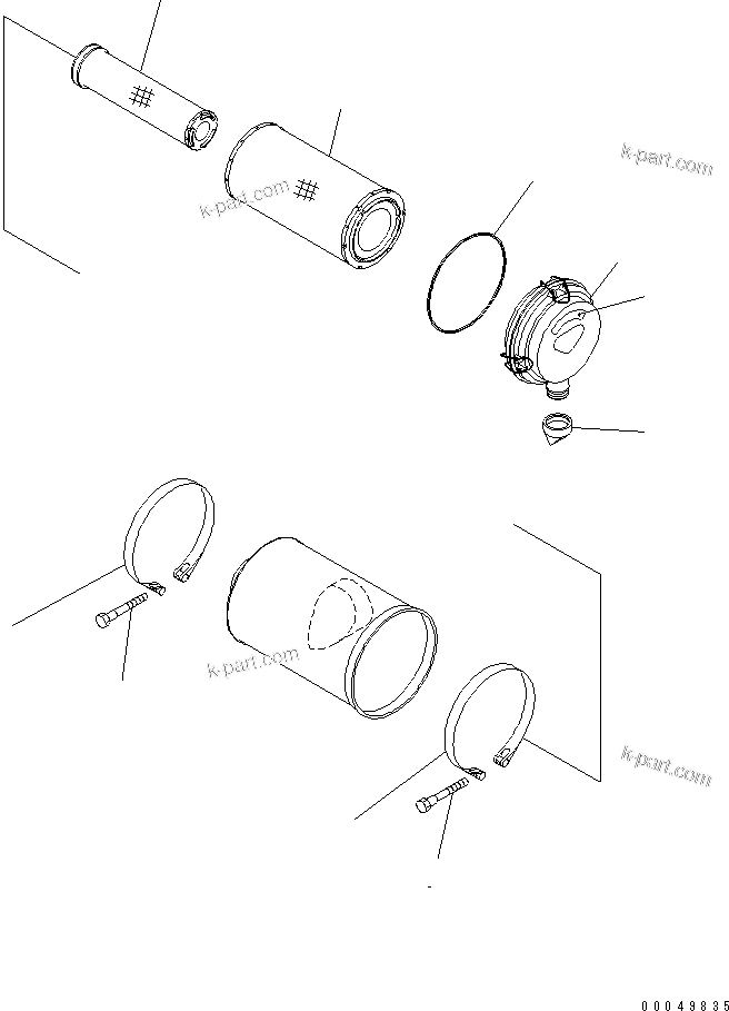 Komatsu parts book diagram for SAA6D107E-1G-W S/N 26500006-UP: AIR CLEANER(#26500978-)