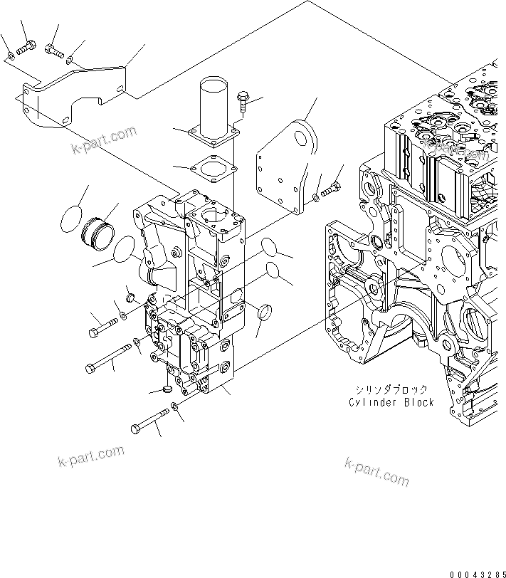 Komatsu parts book diagram for SAA6D170E-5CR-W S/N 610001-UP: WATER HOUSING AND FRONT HANGER