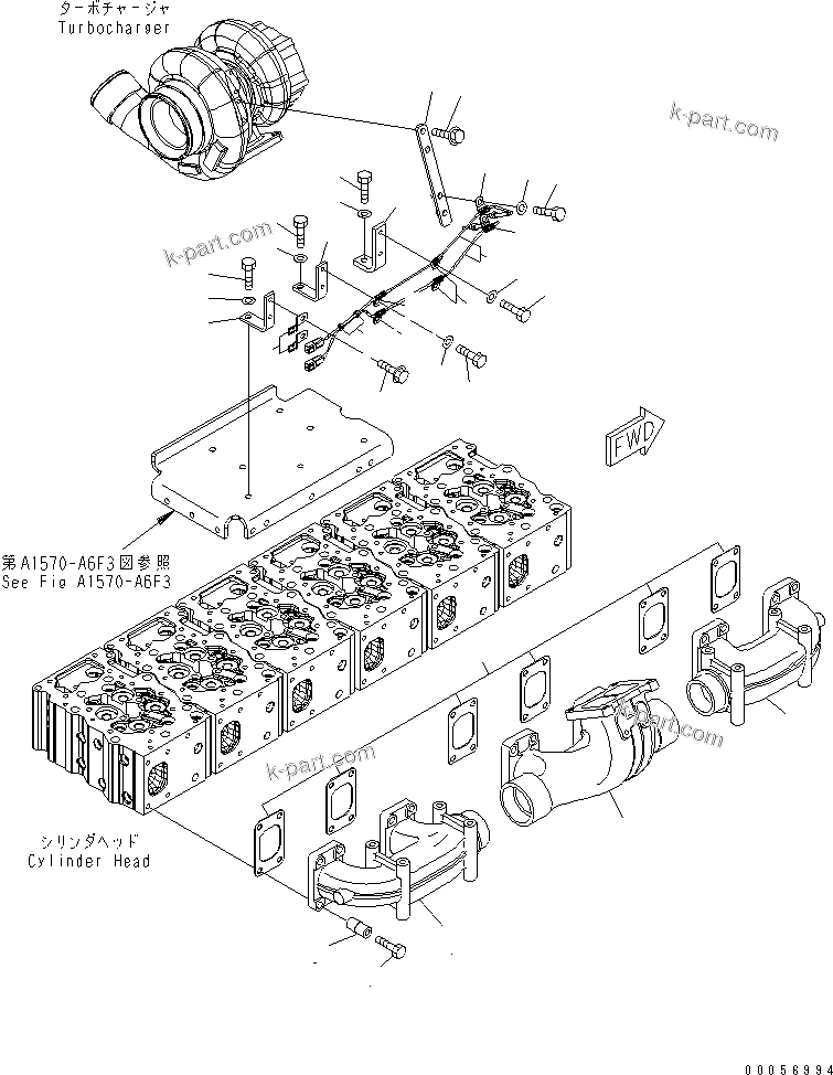 Komatsu parts book diagram for SAA6D170E-5CR-W S/N 610001-UP: EXHAUST MANIFOLD